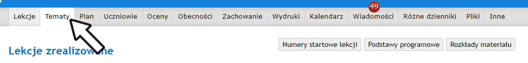 mobiDziennik - Menu Tematy Rozkłady materiału