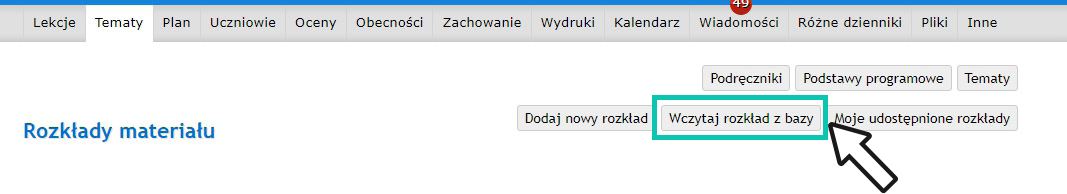 mobiDziennik - Menu Tematy Rozkłady materiału