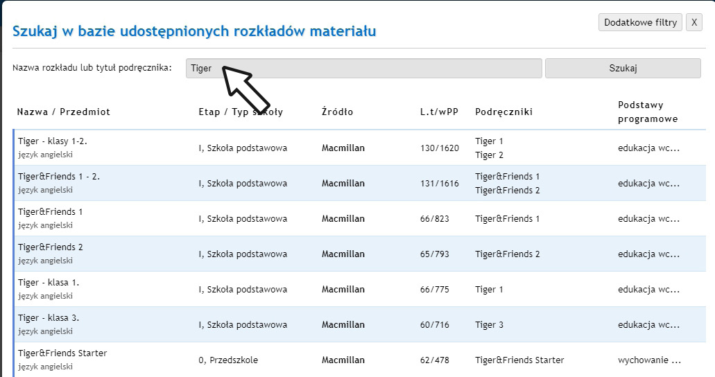 mobiDziennik - Menu Tematy Rozkłady materiału