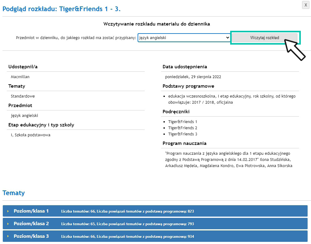mobiDziennik - Menu Tematy Rozkłady materiału